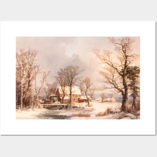 Winter in the Country, The Old Grist Mill by George Henry Durrie Posters and Art
